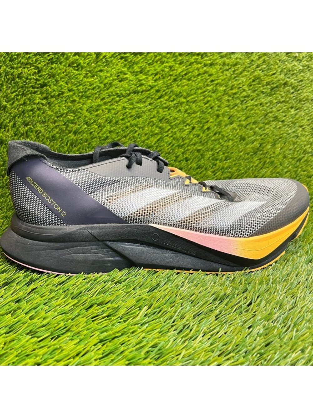 Adidas Adizero Boston 12 Mens Size 10 Core Black Athletic Running Shoes Sneakers